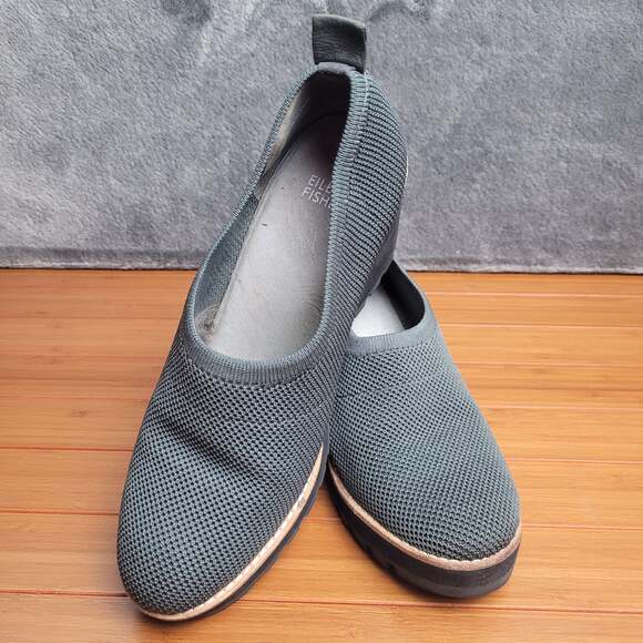 Eileen Fisher Shoes - Eileen Fisher Marie Women’s 9 Gray Knit Platform Wedge Lug Sole Shoes